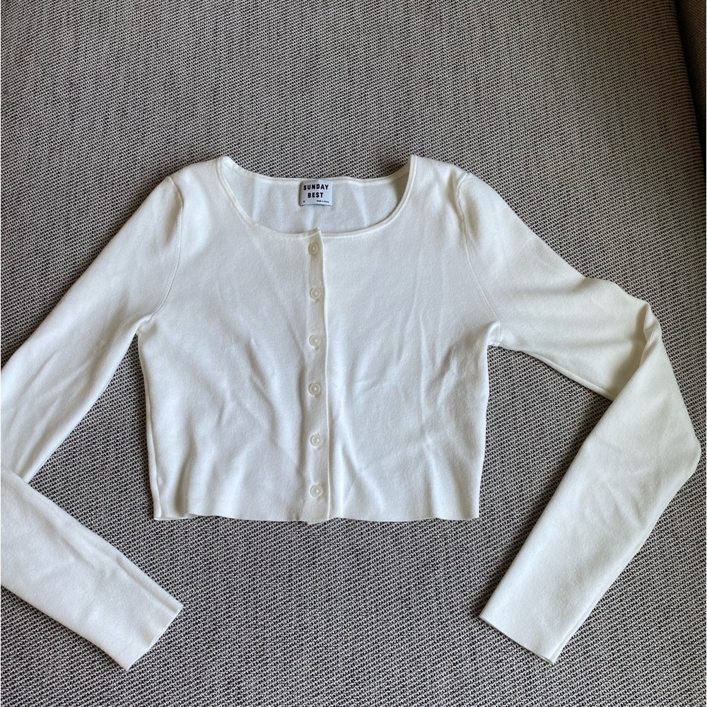 Aritzia Sunday Best Izzy Cardigan, size XS, Off White, Cropped